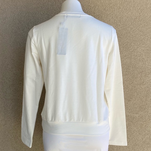 White Cute Cat Print Crew Neck Sweater - Picture 3 of 5